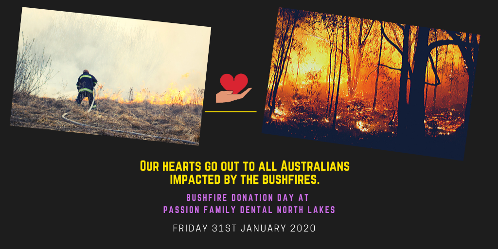 bushfire donation day at passion family dental north lakes banner