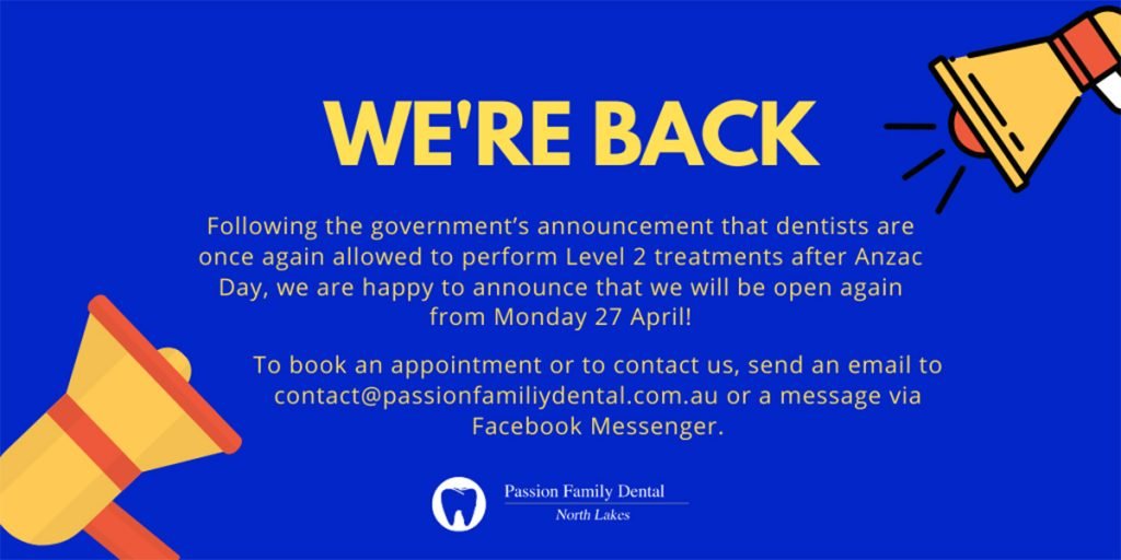 covid-19 update announcing eased dental restrictions