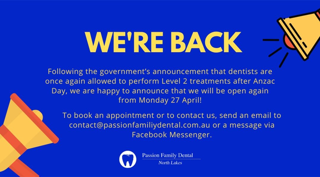 COVID-19 Update: Announcing Eased Dental Restrictions
